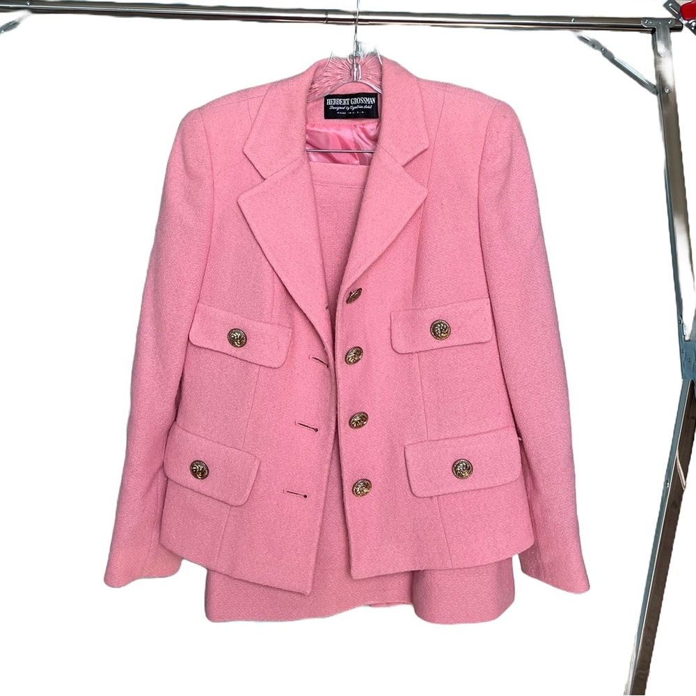 Pink Wool Jacket Skirt Coord Set